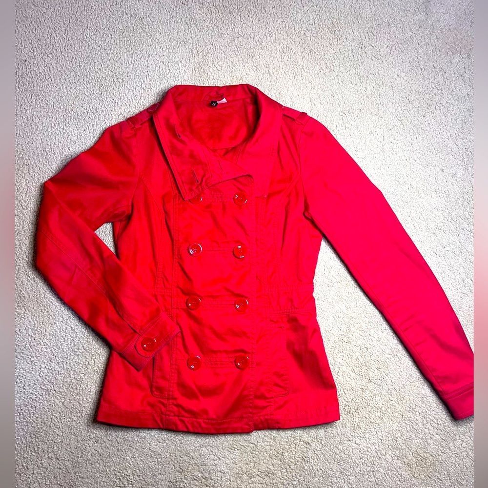 H&M Divided Red Double Breasted Jacket Size 6